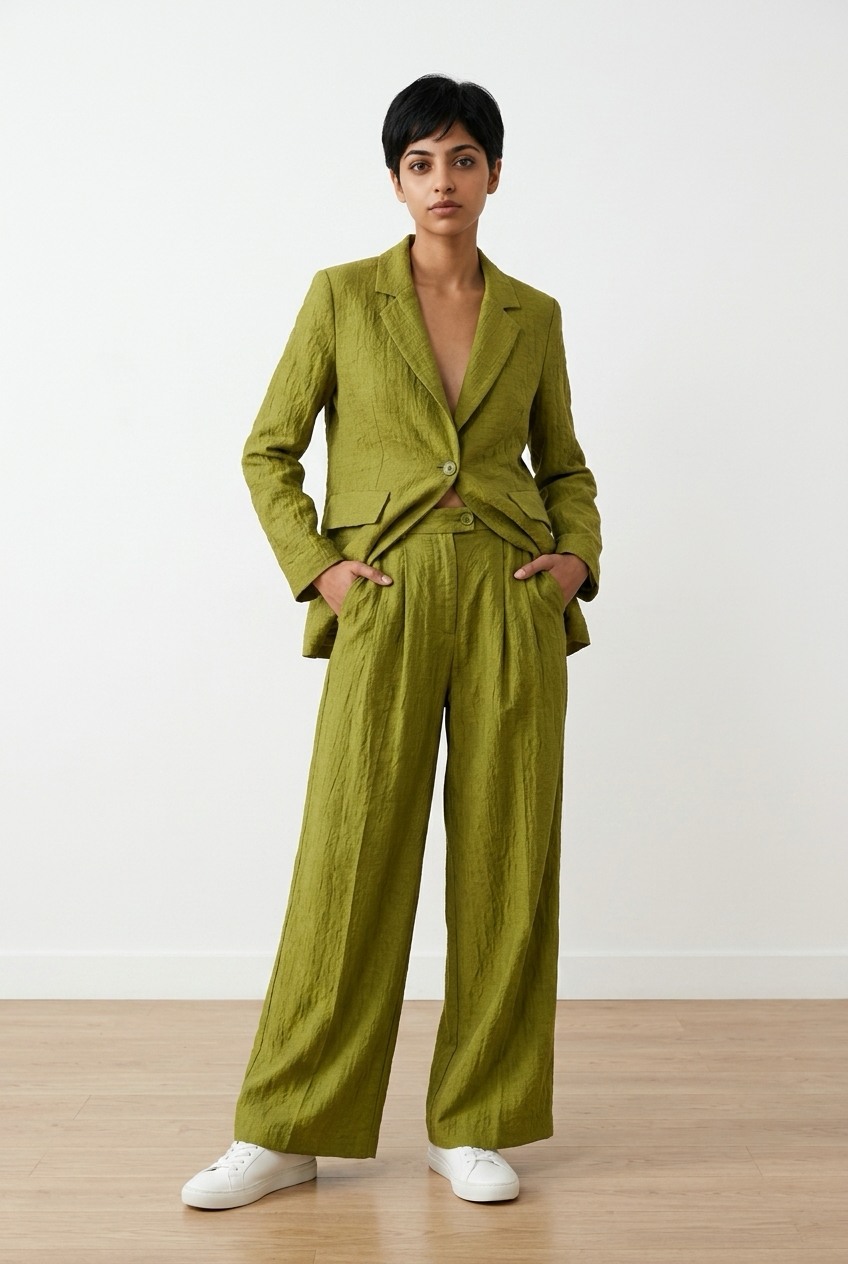 Σετ με ψηλόμεση παντελόνα και blazer Lumina