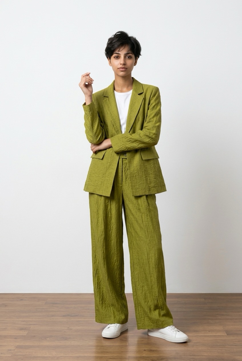 Σετ με ψηλόμεση παντελόνα και blazer Lumina