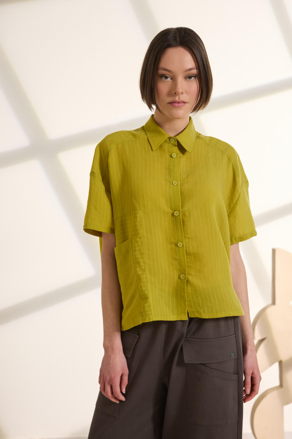 Ριγέ πουκάμισο κοντομάνικο Namaste