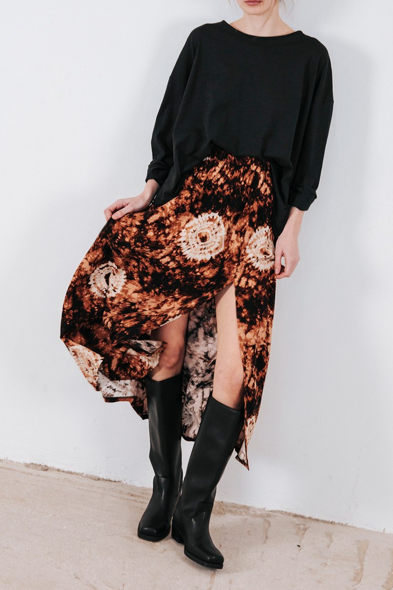 Εμπριμέ φούστα με λάστιχο Badila