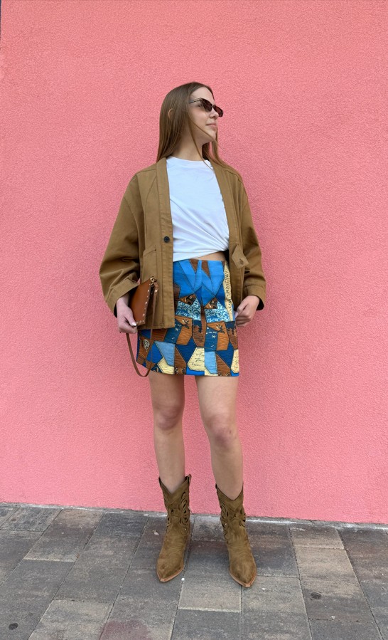 Εμπριμέ μίνι φούστα Happening