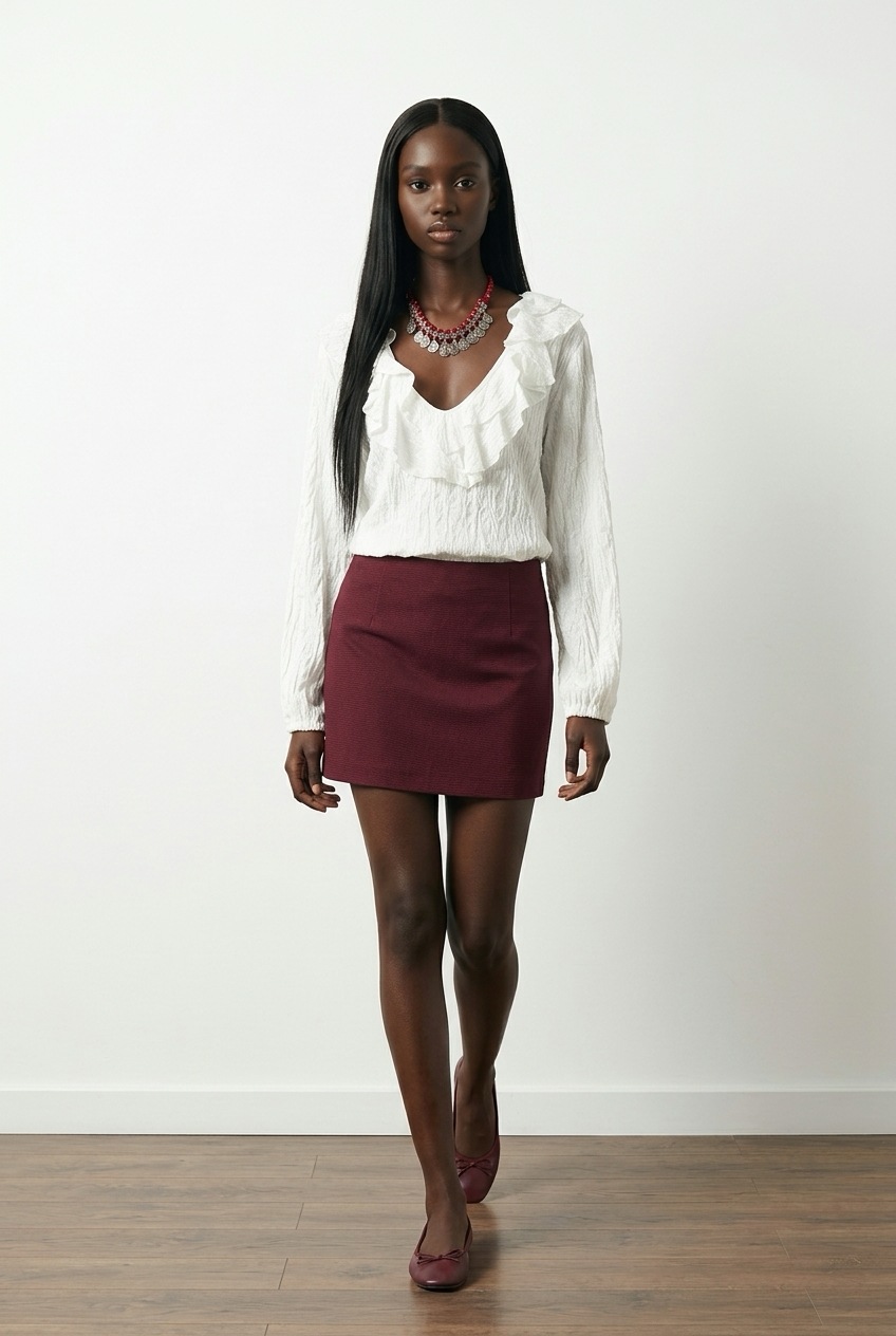 Μακρυμάνικη μπλούζα με βολάν Happening