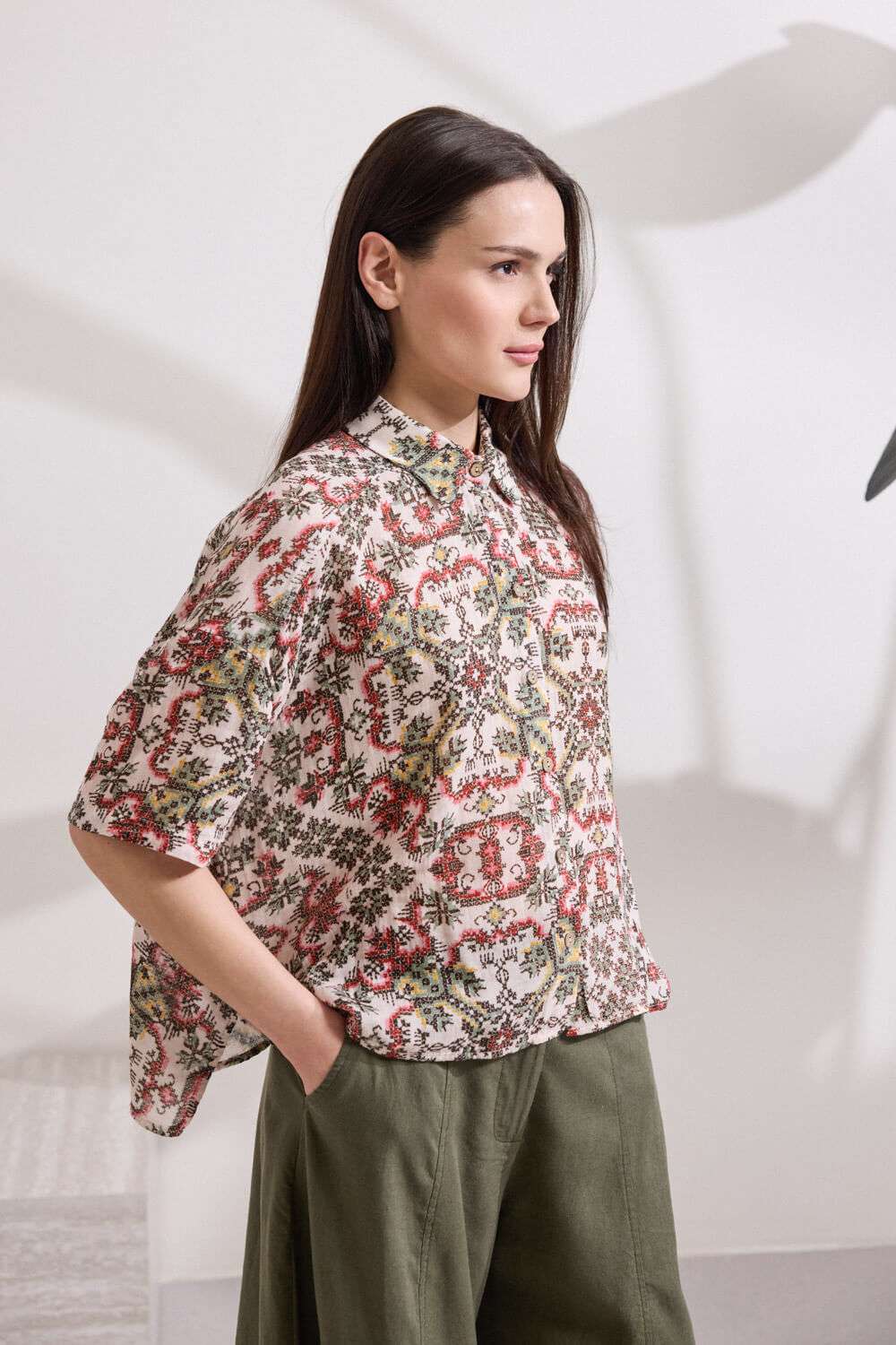 Εμπριμέ πουκάμισο βαμβακερό Namaste