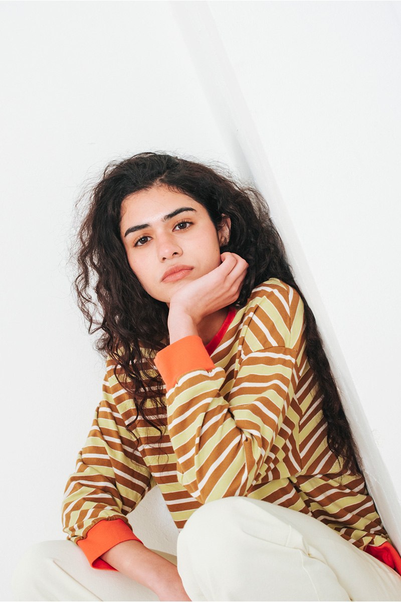 Ριγέ μπλούζα μακρυμάνικη oversized Badila