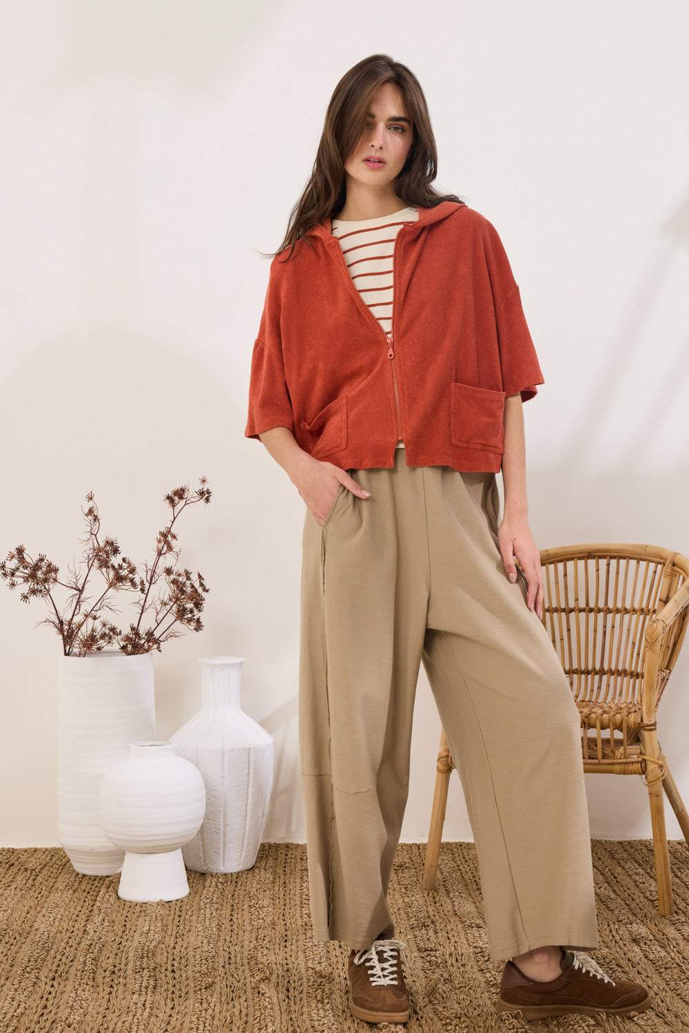 Ζακέτα cropped πετσετέ Namaste