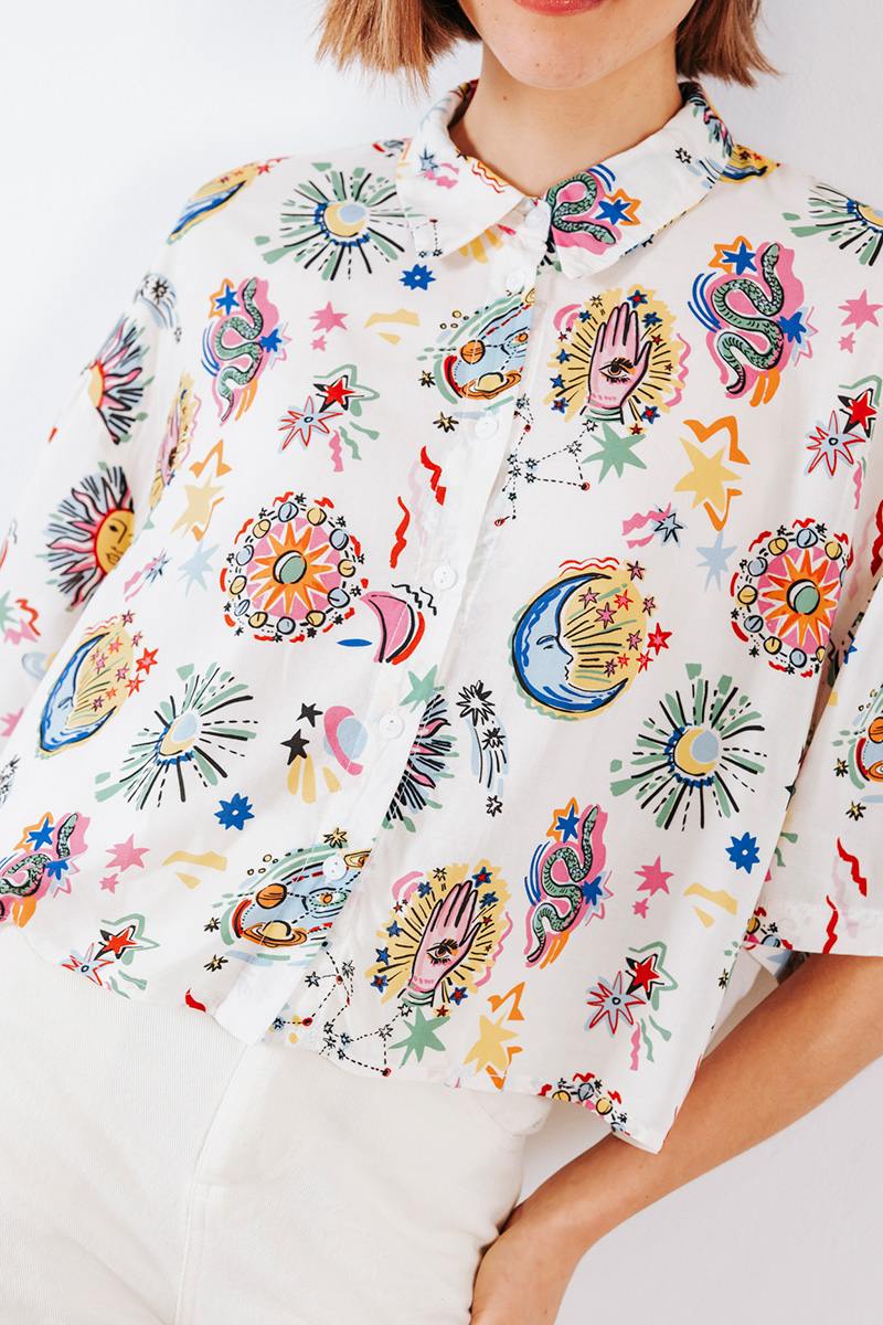 Εμπριμέ πουκάμισο cropped Badila