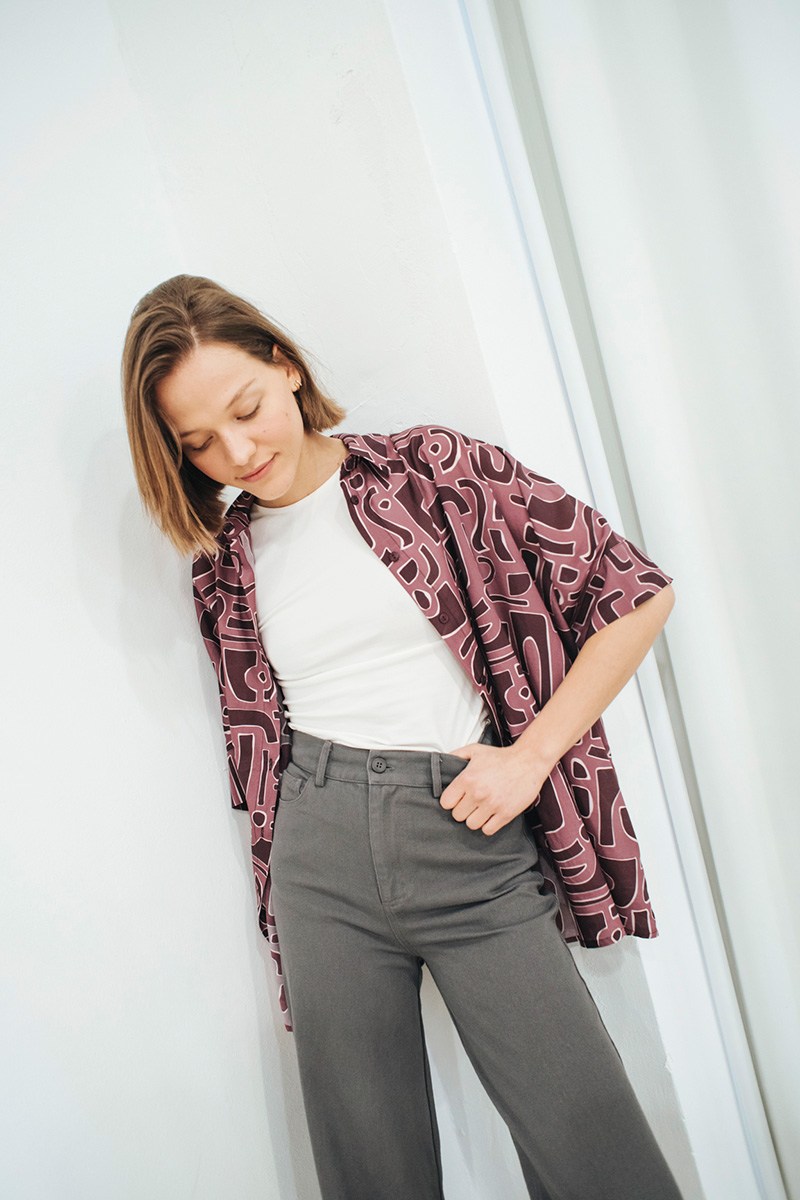 Εμπριμέ πουκάμισο oversized Badila