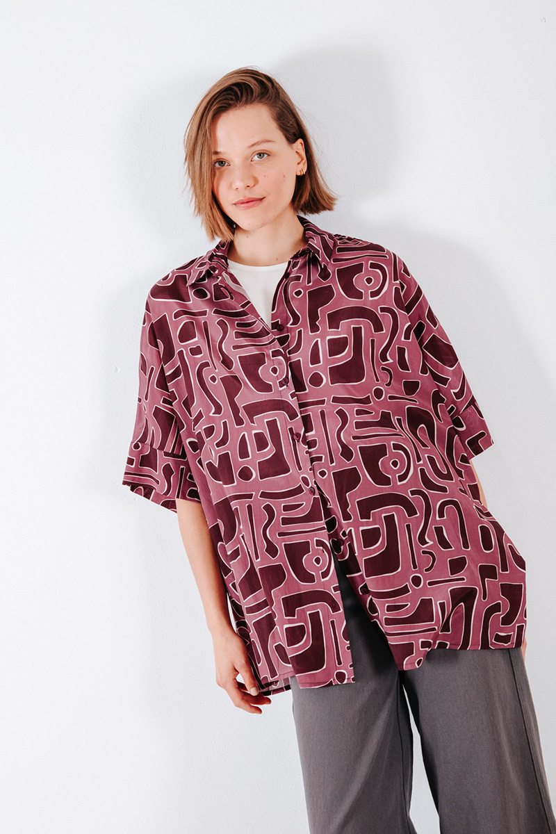 Εμπριμέ πουκάμισο oversized Badila
