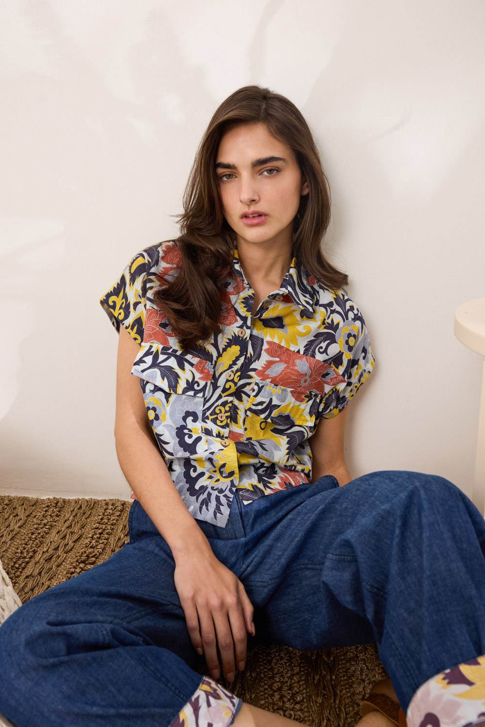 Εμπριμέ πουκάμισο cropped Namaste