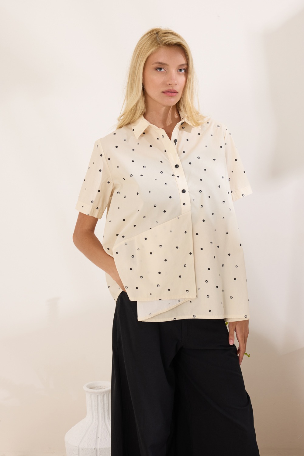 Πουκάμισο ποπλίνα πουά Namaste