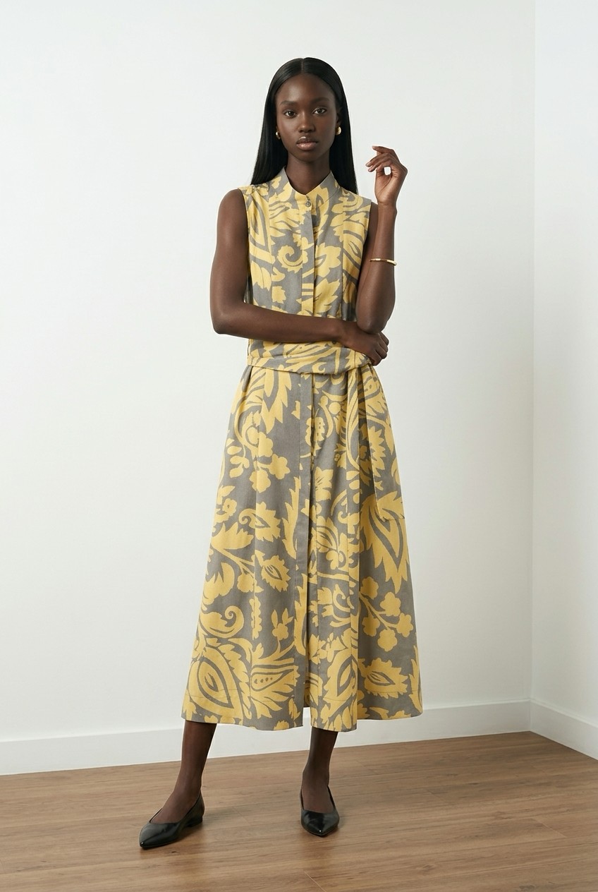 Μακρύ εμπριμέ φόρεμα σεμιζιέ New Age