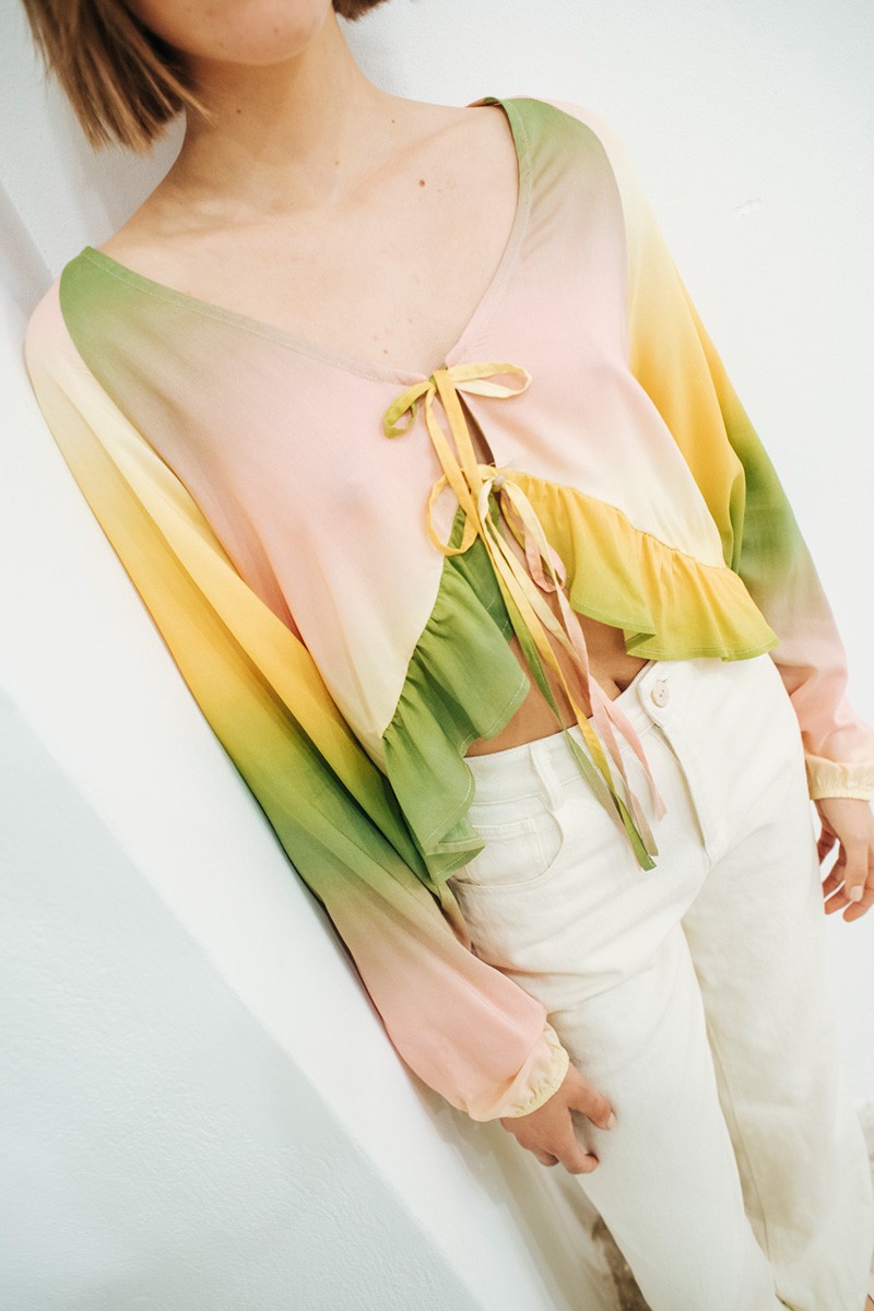 Πολύχρωμη μπλούζα με δέσιμο Badila