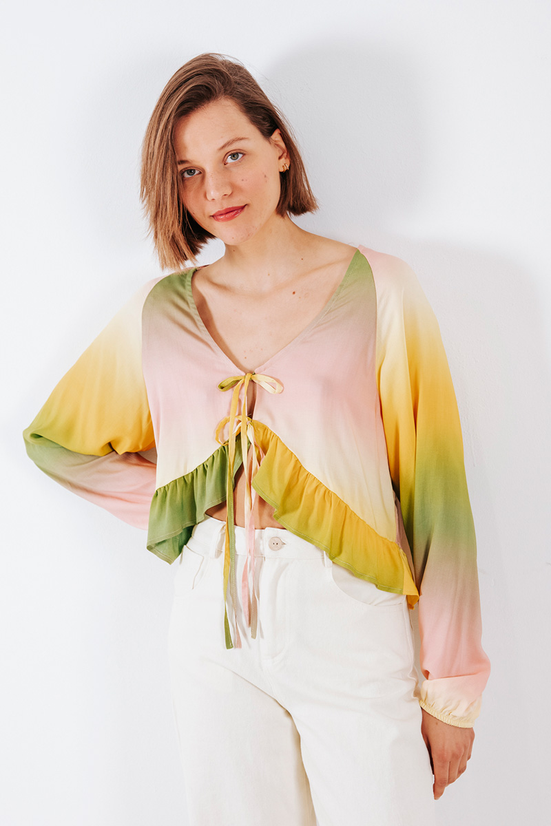 Πολύχρωμη μπλούζα με δέσιμο Badila