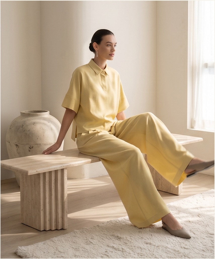 Σετ με φαρδιά παντελόνα και μπλούζα ασύμμετρη New Age