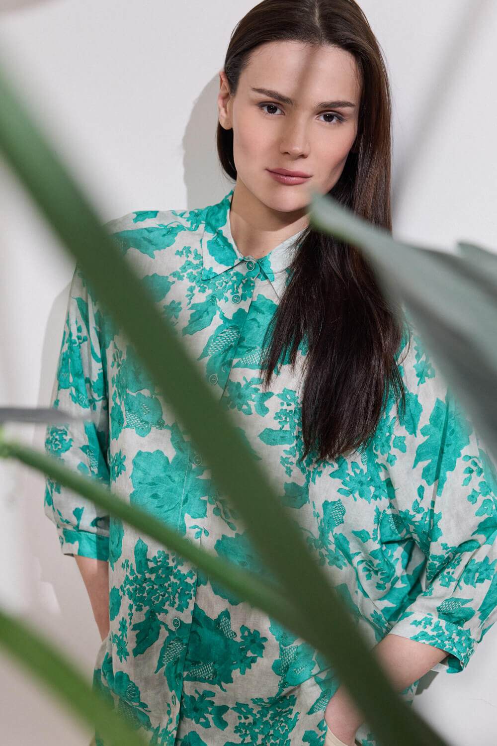 Εμπριμέ πουκάμισο oversized Namaste