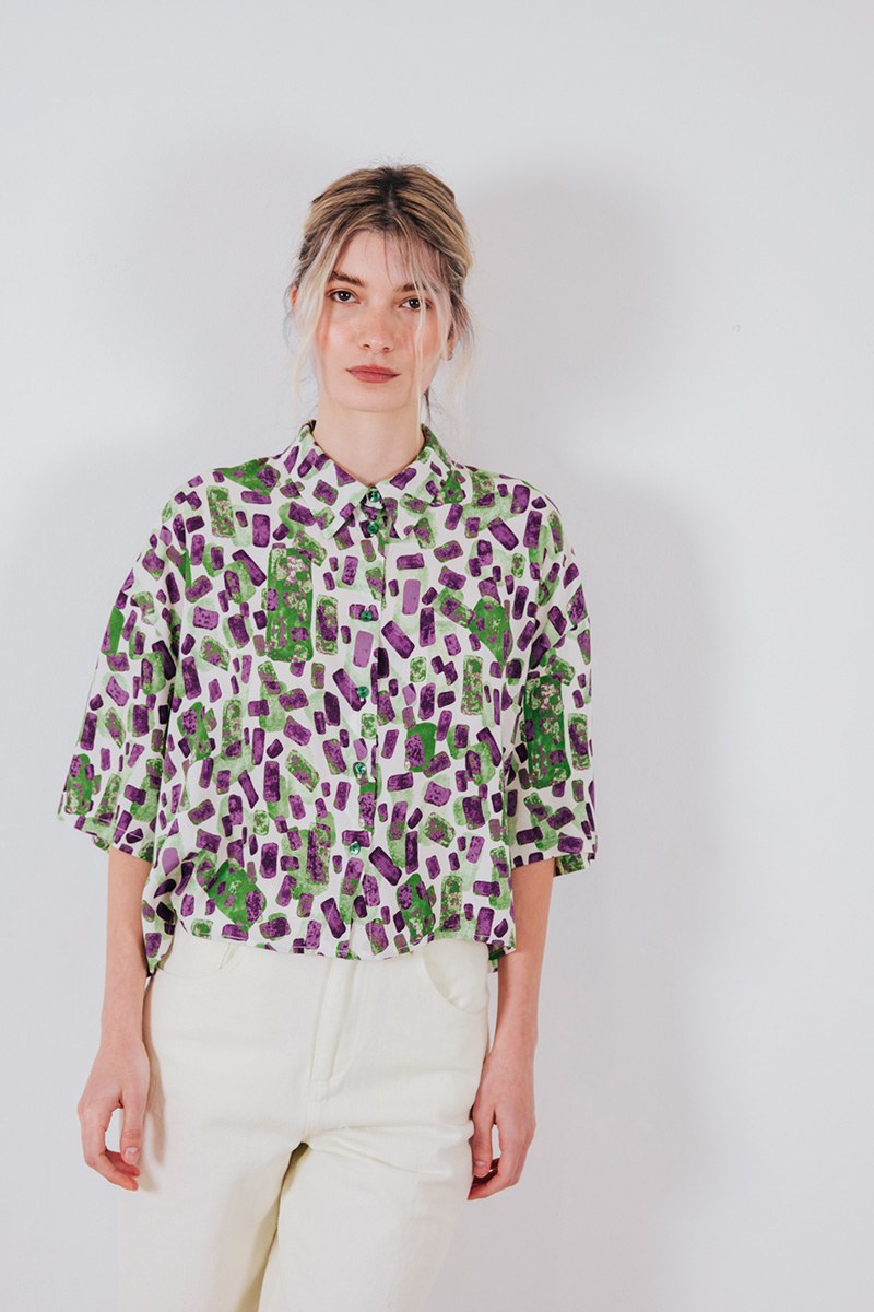 Εμπριμέ πουκάμισο cropped Badila